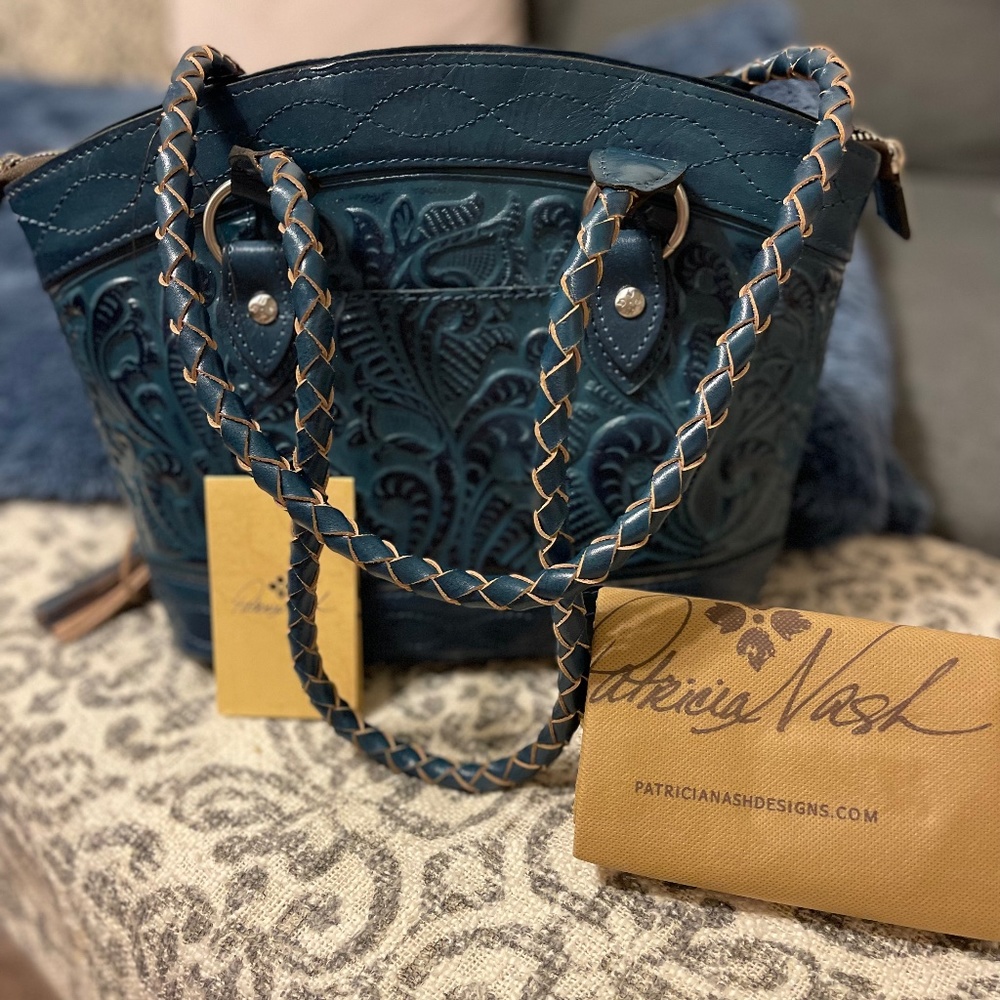 Patricia Nash Zorita Bag Tote Purse ~ Leather ~ Indigo ~ New with Tags ~ Rare!